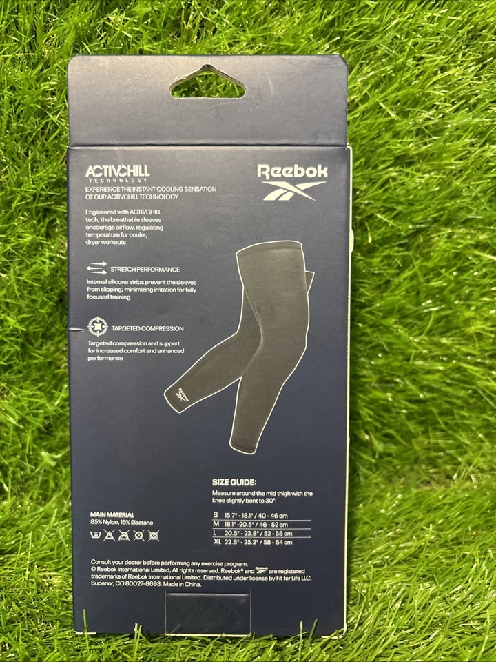 Reebok Activchill Mangas de Compresión para Piernas Talla M Par Negro Unisex Nuevo Foto 2 de 2