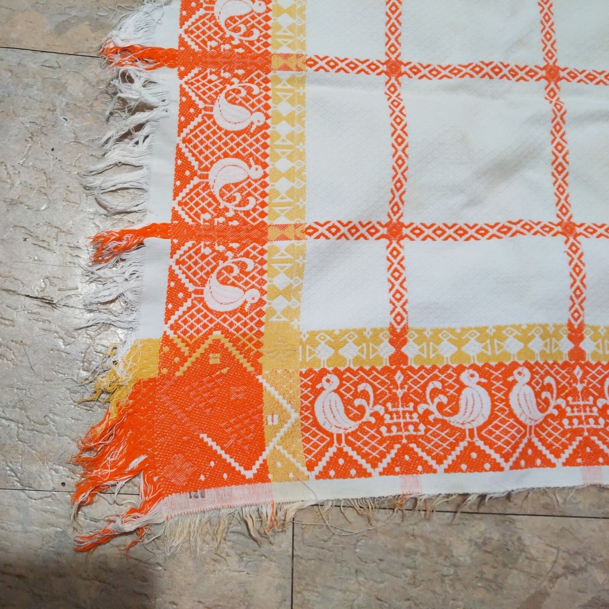 Vintage Swedish Scandinavian Thick Woven Tablecloth Weaving