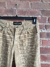 Vtg Roberto Cavalli Unisex Jeans Sz Small 29 X 31 Alligator Print Italy