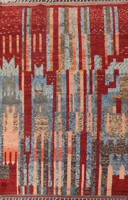 Abstract Moroccan Oriental Area Rug Hand-knotted Wool 8x11 ft Living Room Carpet