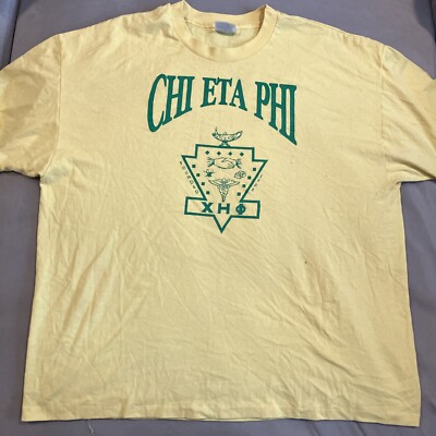 Vintage - Hanes Heavyweight - Chi Eta Phi - Yellow T Shirt - Single Stitch - XXL