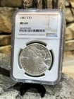 1881-S Morgan Silver Dollar NGC MS64 Beautiful Luster Sweet $1 Coin M3🔥