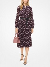 Women's MICHAEL MICHAEL KORS Chevron Georgette Belted Shirtdress  Size L