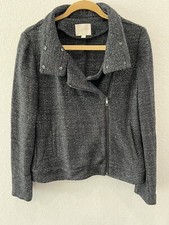Ann Taylor Woman s Blazer Jacket Zip Front Black And White Sz M Medium