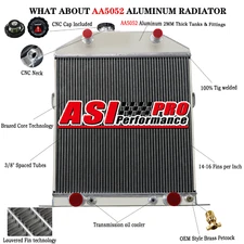 4-Row  Aluminum Radiator for 1942-1948 Ford Super Deluxe Deluxe FLATHEAD ENGINE