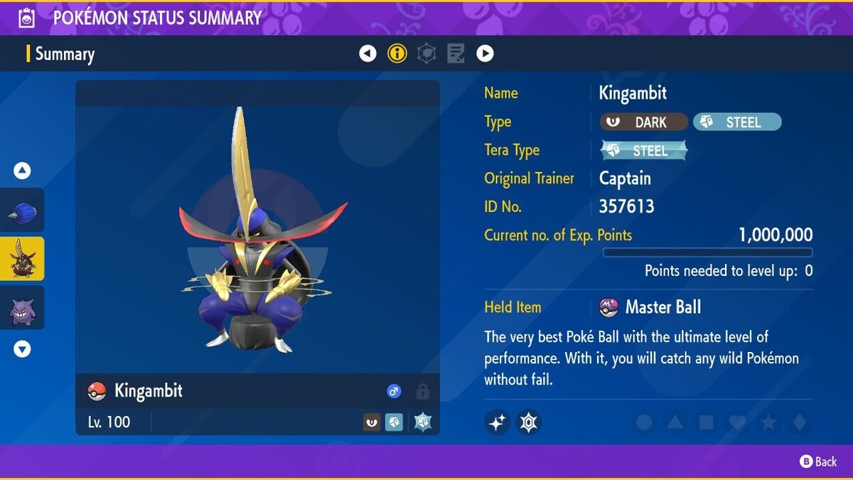 Kingambit SHINY 6IV Pokemon / Ready for competitive battle / + MasterBall /  Bonus 1 Random Pokemon / Pokemon Scarlet and Violet