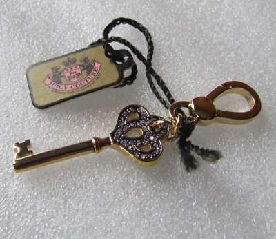 Juicy Couture Gold-Tone & Black Charm Link Dangle Belt M/L Heart Crown Key Juicy Couture Gold Chain Belt with Charms | Mercari main image 4