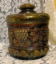 Vintage Carnival Glass Northwood Grape & Cable Purple Humidor
