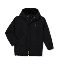 Boys Long Parka Coat with Hood U.S. Polo Assn. Black Size 4-5