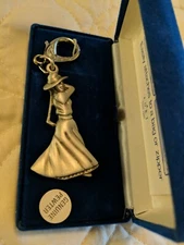 FORT Genuine Pewter Lady Female Golfer Charm / Key Chain Hang Tag w/ Box