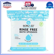 Scrubzz Disposable No Rinse Bathing Wipes - 25 Pack - All-In-1 Single Use Shower