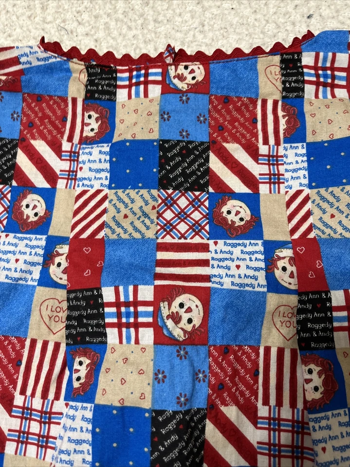 Vestido camisero manga larga Raggedy Ann and Andy de los años 80 hecho a mano nuevo sin etiquetas 2-3T. Foto 2 de 4