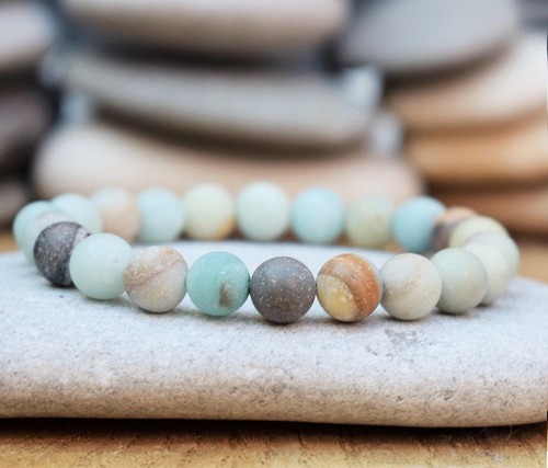 Matte Amazonite Beaded Bracelets Men Women Yoga Mala Beads Meditation Jewelry Ebay