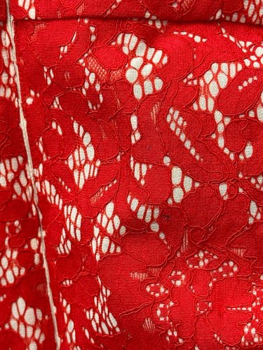 Review High Tea Floral Lace Knee Length Dress Red Size 10 AU Preloved - Picture 5 of 6