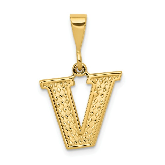 14k 14kt Yellow Gold Initial V Charm PENDANT eBay