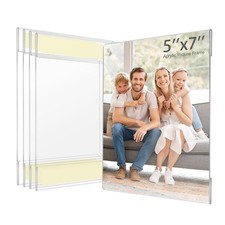 5x7 Acrylic Picture Frame, Pack of 5 Clear Frameless Photo Frames for Wall Mo...