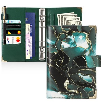 Toplive A6 Refillable Notebook Binder PU 6 Ring Binder, Marble Jasper 