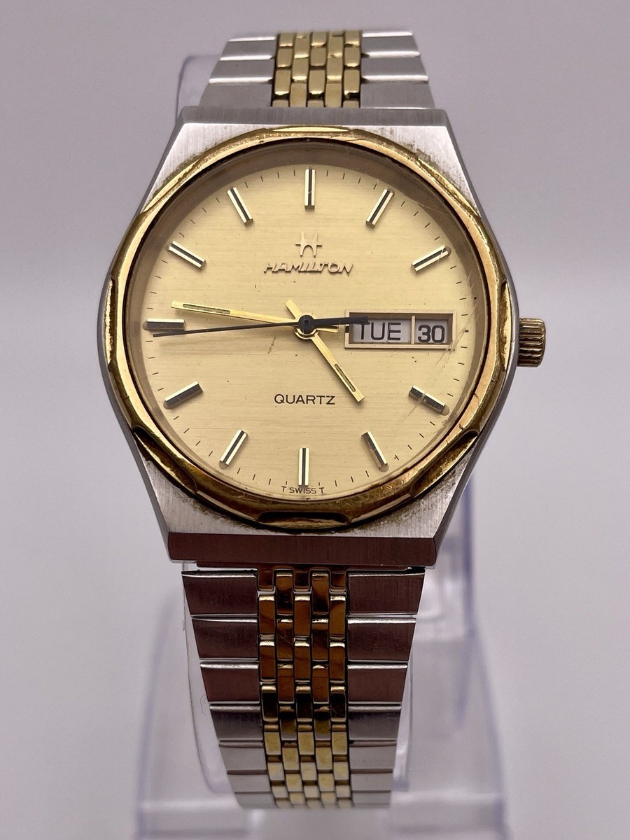 HAMILTON 腕時計　ジャンク品 Hamilton Quartz Men's Watch Two Tone WR 907880 New Battery | eBay