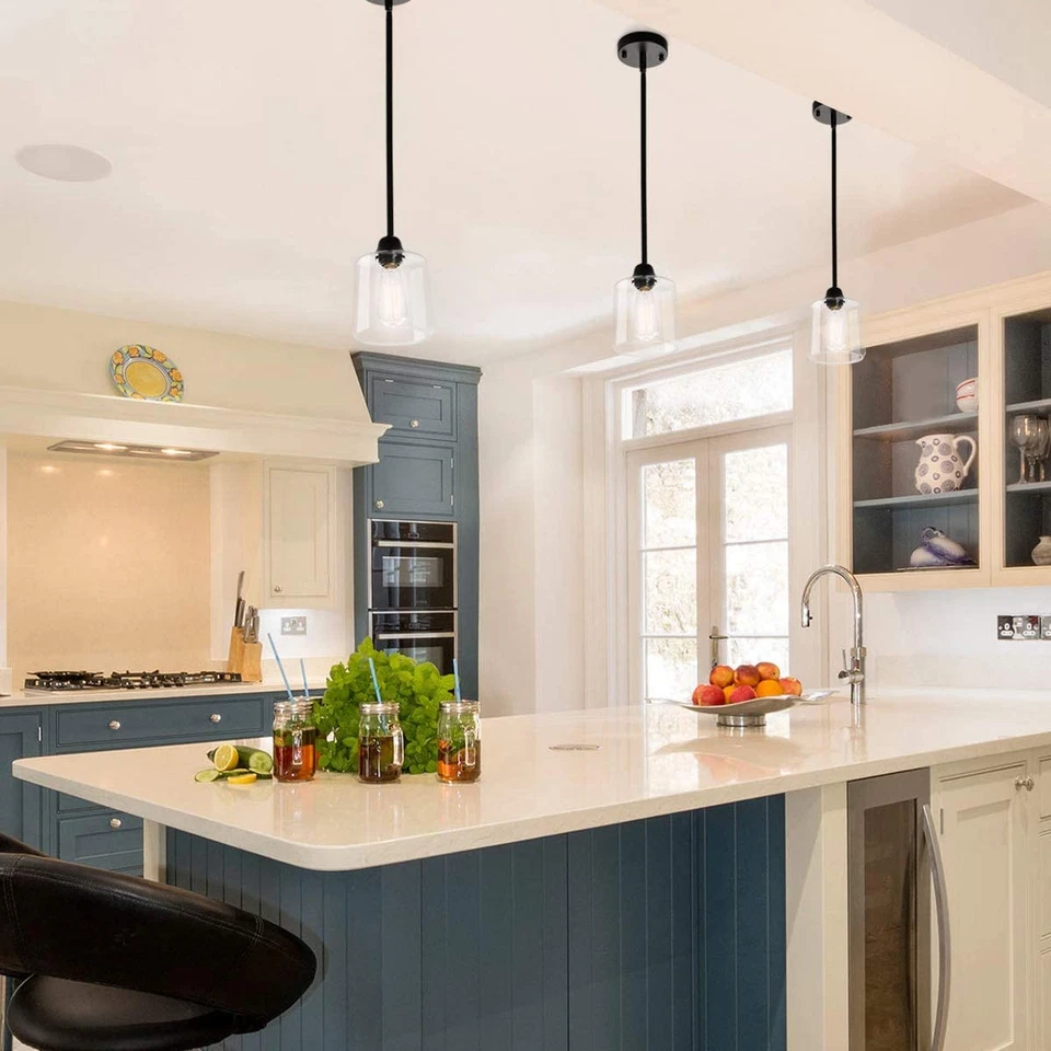 复古玻璃吊坠灯,单悬挂吊坠照明,黑色带透明 G — 第 3/4 张图片