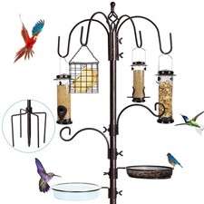 6-Hook Bird Feeding Station Kit, Wild Bird Feeder Stand Pole, Multi-Feeder Ki...
