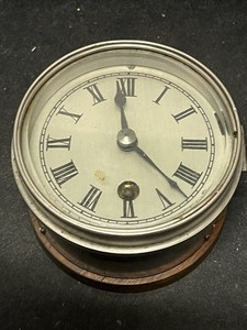 Antique  Ships Clock Quality Nickel Case  Time Only  Unidentified Maker