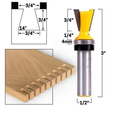 14° X 3/4" Template & Jig Dovetail Router Bit - 1/2" Shank - Yonico 14116t