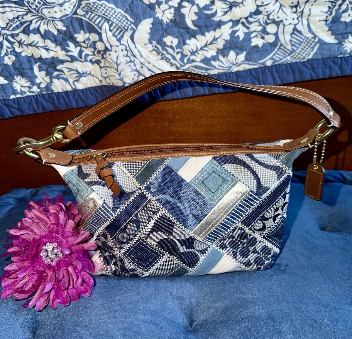Coach Patchwork Denim Exterior Medium Bags & Handbags for Women