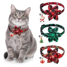 3 Pack Christmas Cat Collars,Christmas Flower Kitten Collars with Adjustable