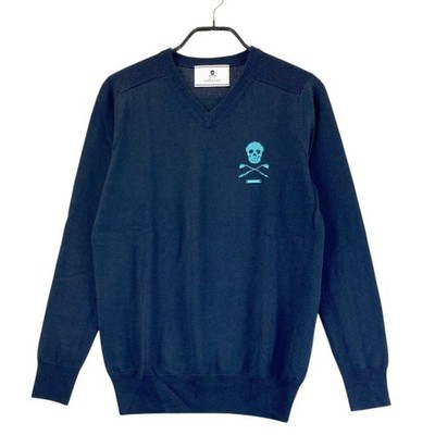 Size:46 MARK & LONA Androna V-neck Knit Sweater Wool Blend Navy Used STST-0
