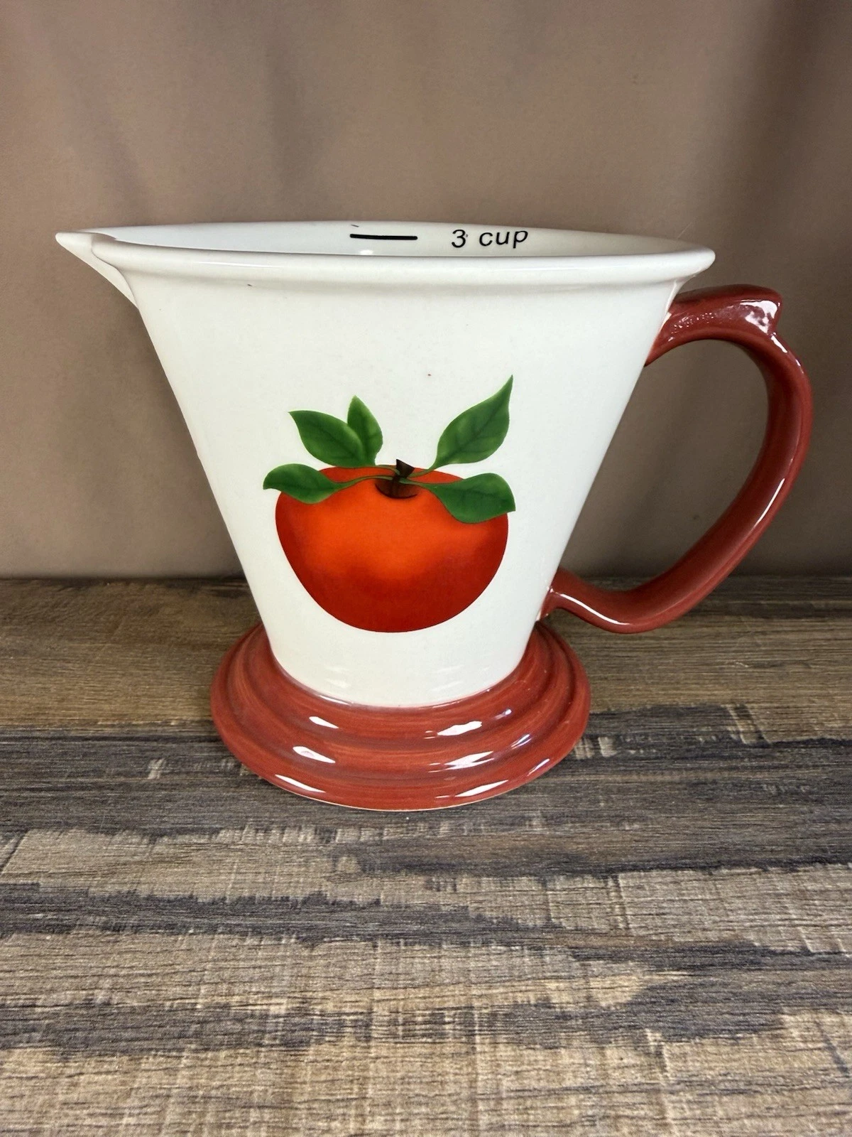 Ceramic Tomato Measuring Cup 3 Cup Pour Spout Kitchen Farmhouse Cottage Core