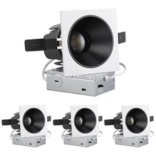 4 Pack 4 Inch 5CCT LED Recessed Lights with J-Box, Square Deep Trim