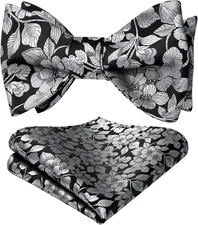 Mens Paisley Self Tie Bow Tie & Pocket Square Set Formal Wedding Tuxedo