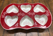 Temp-tations Red Floral Lace Heart Cupcake Muffins Bakeware Pan w/Metal Rack