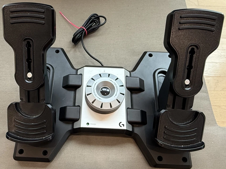 Logotech Flight Yoke System w/ Foot Pedals & Throttle Quadrant and Mounts - Image 4 of 4