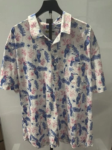 XXL Mens Tispy Elves Toucan Tango Hawaiian Shirt Short Sleeve Button Up - product listing photo