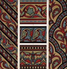 Medieval Ornamental Chevron And Foliated Designs Chromolithograph Audsley 1882