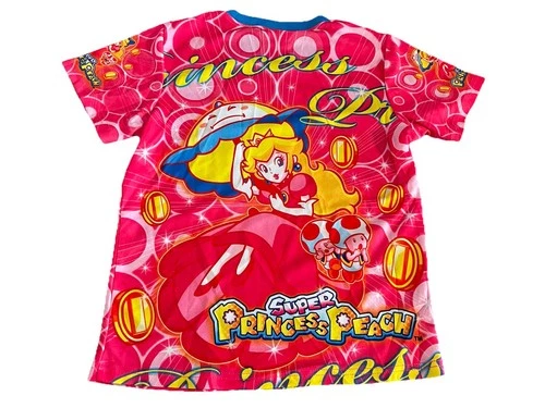 Rare Vintage Nintendo Princess Peach Shirt Kids Girls M 8-10 Double Sided Mario