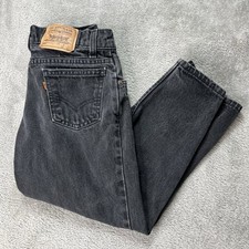 Vintage Levi's 550 Husky Relaxed Fit Black Denim Jeans Youth Boys W28 L23 USA
