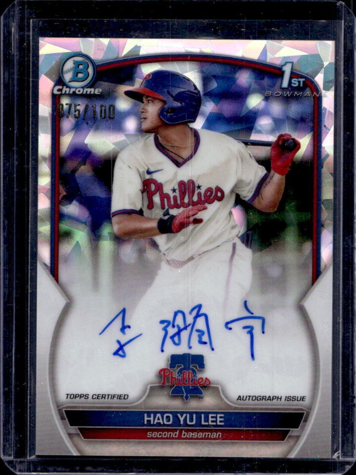 2023 Bowman Hao Yu Lee Chrome Auto Atomic Refractor 1st #75/100