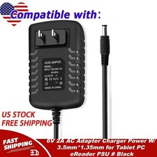 6V 2A AC Adapter Charger Power W/ 3.5mm 1.35mm for Tablet PC eReader PSU  Black