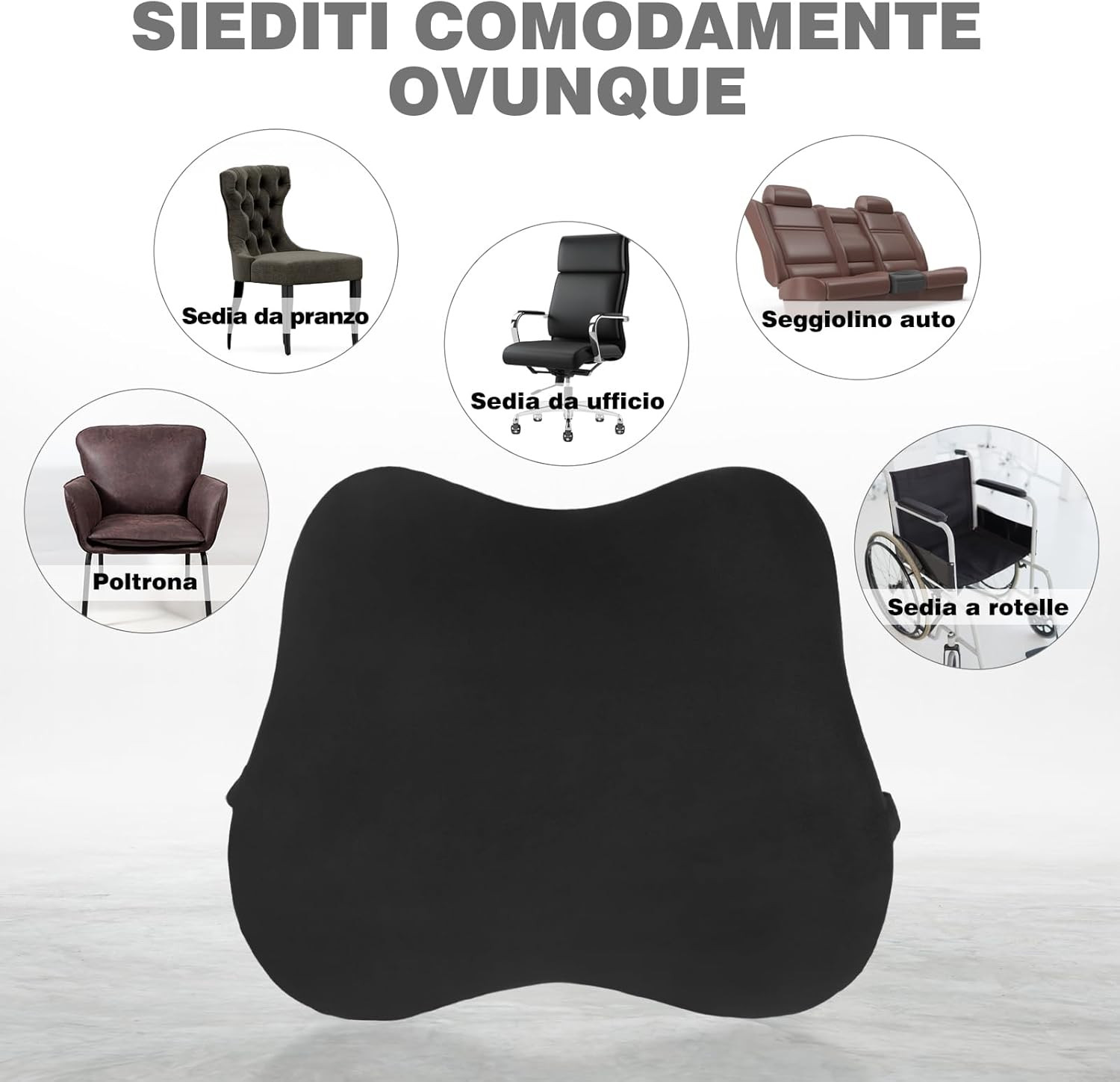 Cuscino Lombare Auto, Cuscino Lombare Sedia Ufficio in Memory Foam, Cuscino Schi - Miniatura 6