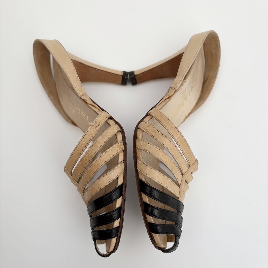 Chanel Embroidered Strap Pumps Shoes Logo Bicolor Size 36 US About6 For Women thumbnail 21