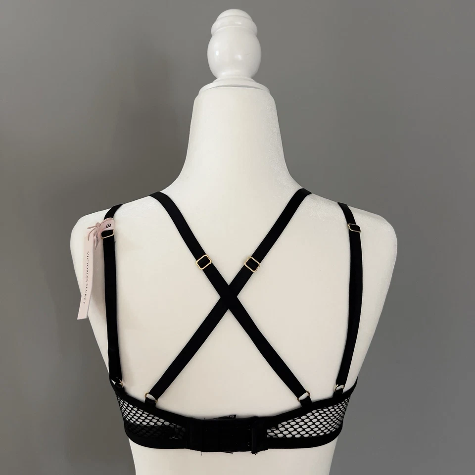 Victoria's Secret очень сексуальный с ремешками сетки чистый рыболовная сеть Demi бюстгальтер черный Sz.S новый с Ярлыками - Изображение 2 из 4