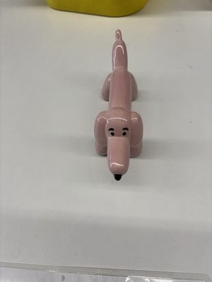 Painted Ballon Buddy Weiner Dog Bisqueware Dachshund Pink And Black