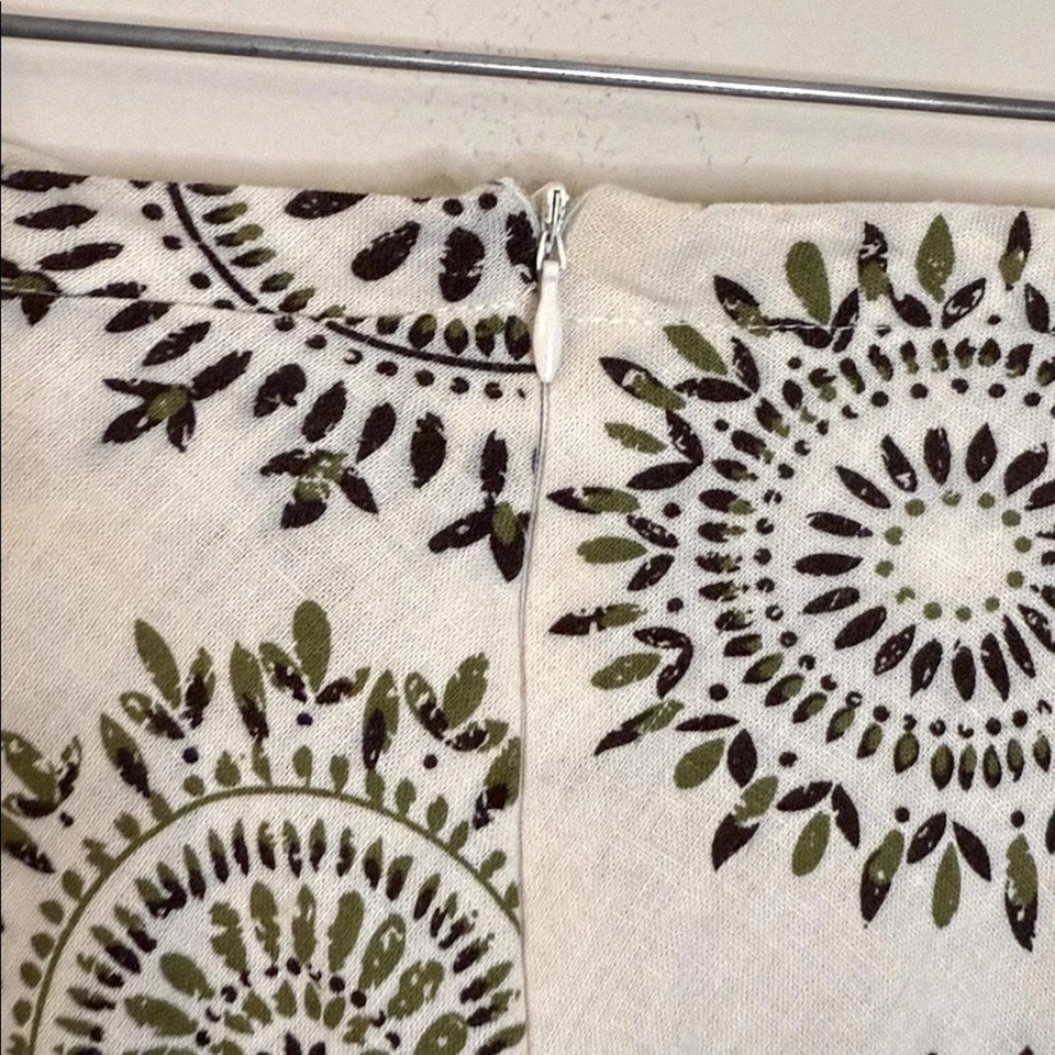 Falda floral Cato Mujer Mezcla Lino Neutro Crema y Marrón Cremalleras Forrada TALLA 18/20 Foto 3 de 4