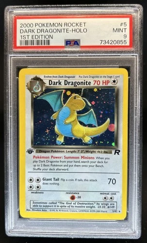 2000 Pokemon Team Rocket First Edition Dark Dragonite Holo #5/82 PSA 9