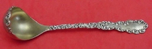 Waverly By Wallace Sterling Silver Sauce Ladle Goldwashed Fancy Bowl