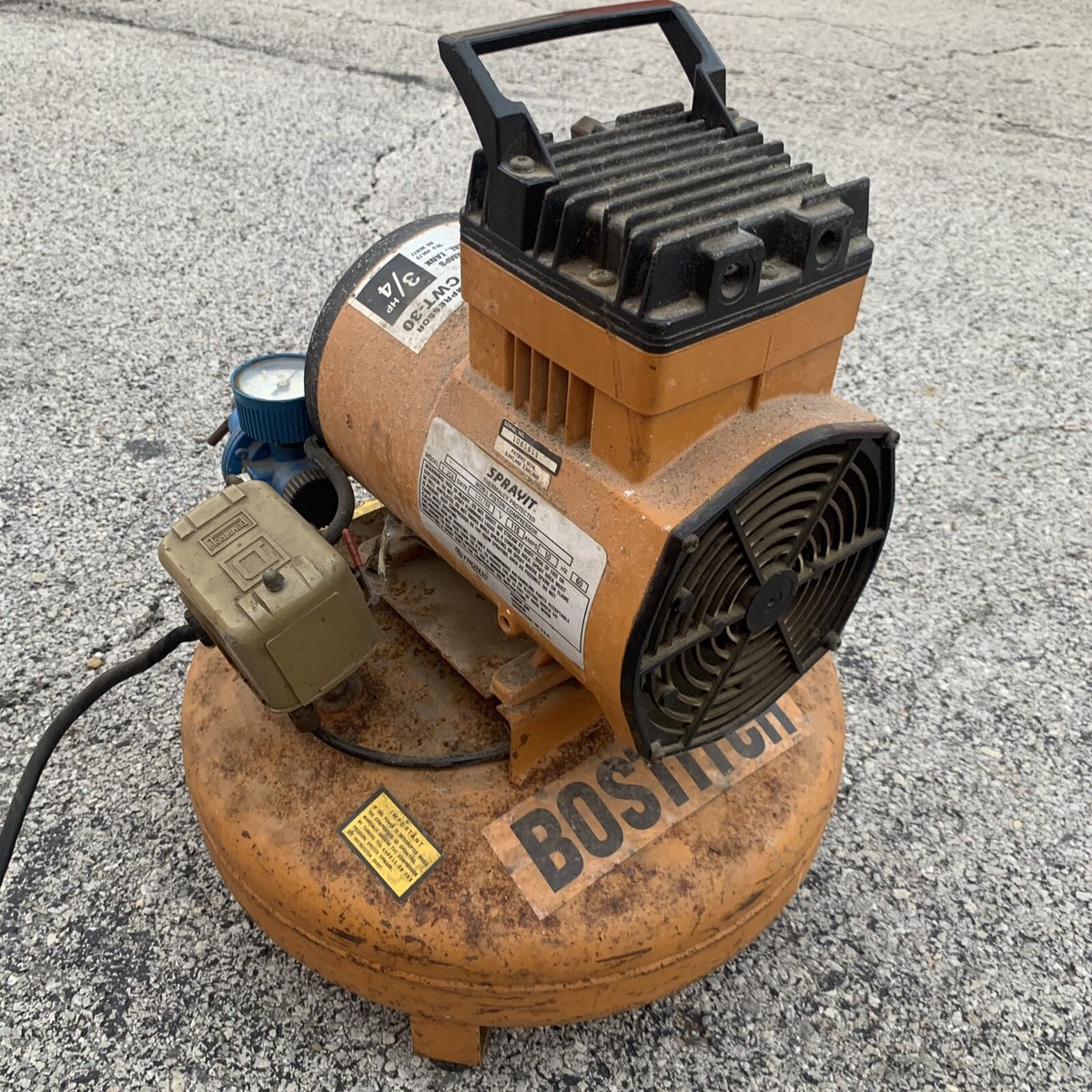 Vintage Bostitch Oil-Less Compressor Model CWT-30 125 PSI 3/4 HP