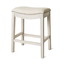 Maven Lane Counter Stool White Oak Finish w/ Natural Fabric Upholstery(Open Box)