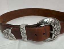 Vintage Brighton Western Belt Made In Usa Womens Brown Leather Size medium 1993